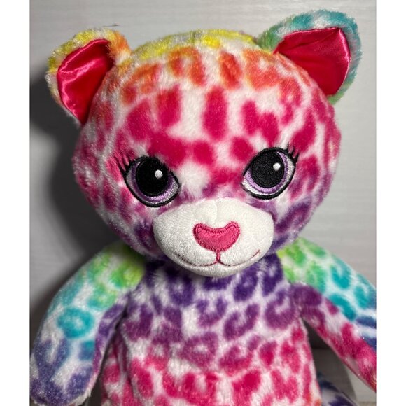 17" Build A Bear Rainbow Tie dye Leopard Kitty Cat Plush Stuffed Animal BAB - Picture 2 of 8